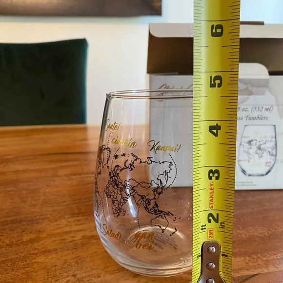 World Map "Global Cheers" Glass Tumblers 18oz (532ml) Set - Picture 8 of 12